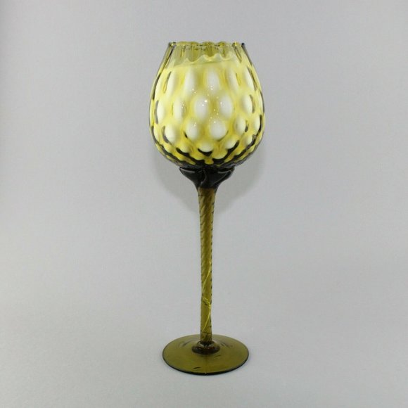 MCM Dabs Italy Dark Green Blown Glass Tall Stem - Picture 10 of 12